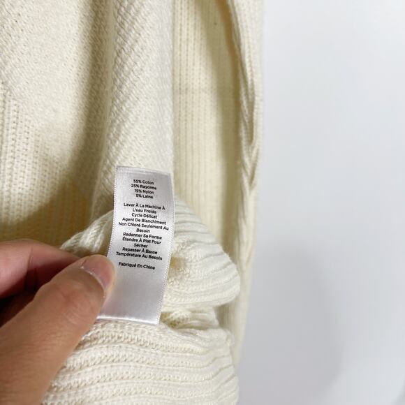 New Talbots Medium M Cream Turtleneck Ribbed Tunic Sweater Cotton Wool Blend - Picture 10 of 10